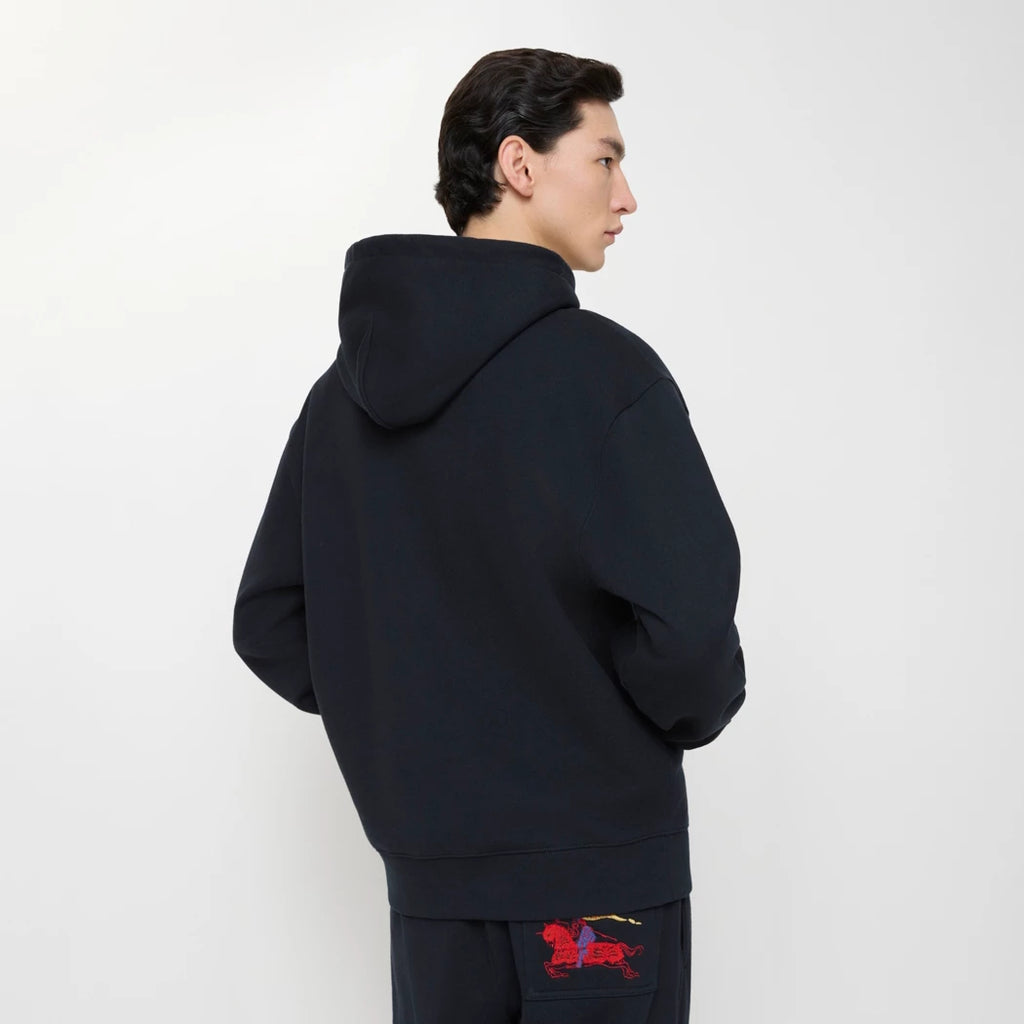 BURBERRY RELAXED FIT EKD COTTON HOODIE “BLACK”