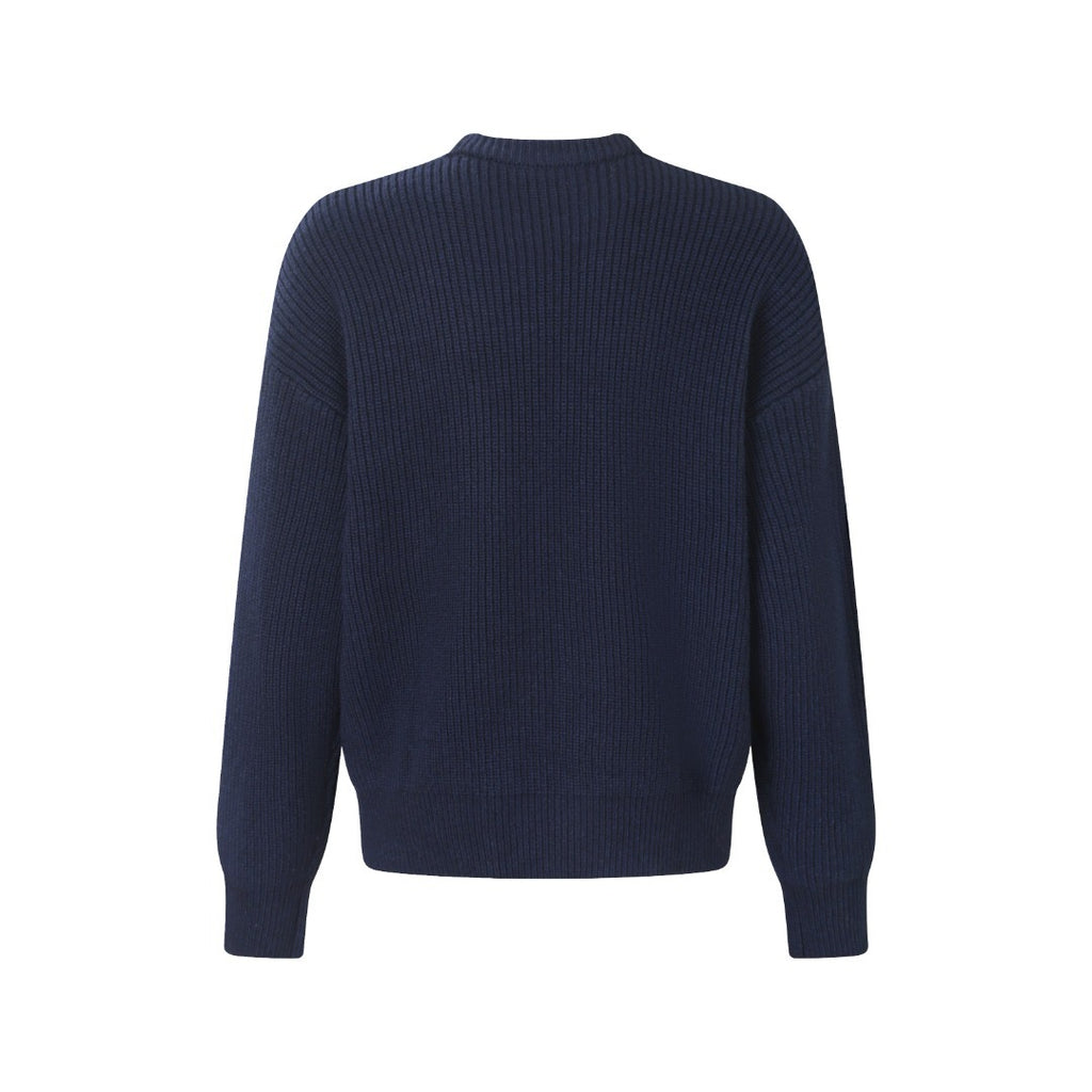 CELINE LOGO-EMBROIDERED RIBBED WOOL SWEATER