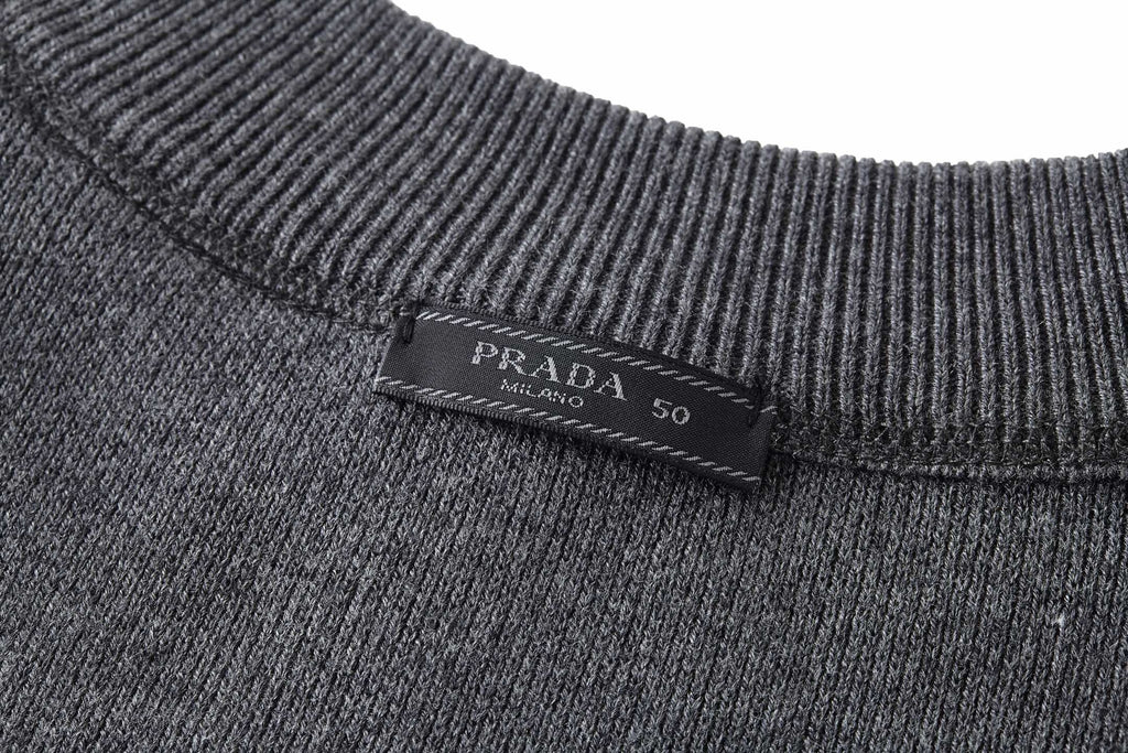 PRADA CASHMERE CREWNECK SWEATER WITH GRAPHIC PRINT