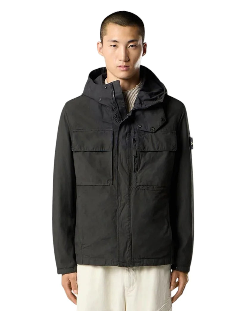 STONE ISLAND CANVAS WEAVE COTTON JACKET BLACK