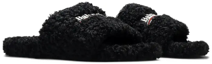 BALENCIAGA FURRY SLIDES 'BLACK'