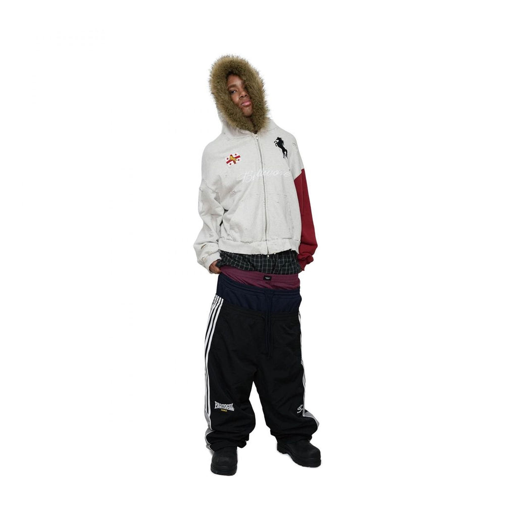 PROTOCOL INDEX BUTTIVORE FUR LINING ZIP HOODIE IN OATMEAL MELANGE