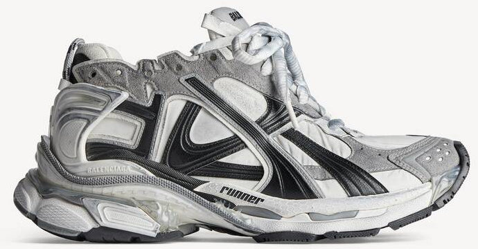 BALENCIAGA RUNNER NYLON SNEAKER IN GREY/WHITE/BLACK