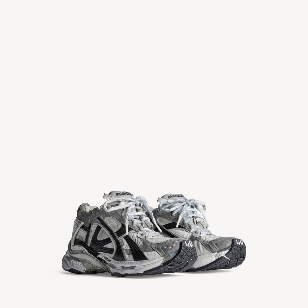 BALENCIAGA RUNNER NYLON SNEAKER IN GREY/WHITE/BLACK