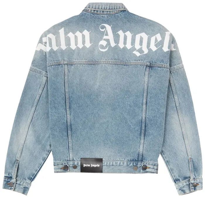 PALM ANGELS LOGO OVER DENIM JACKET 'BLUE/WHITE'