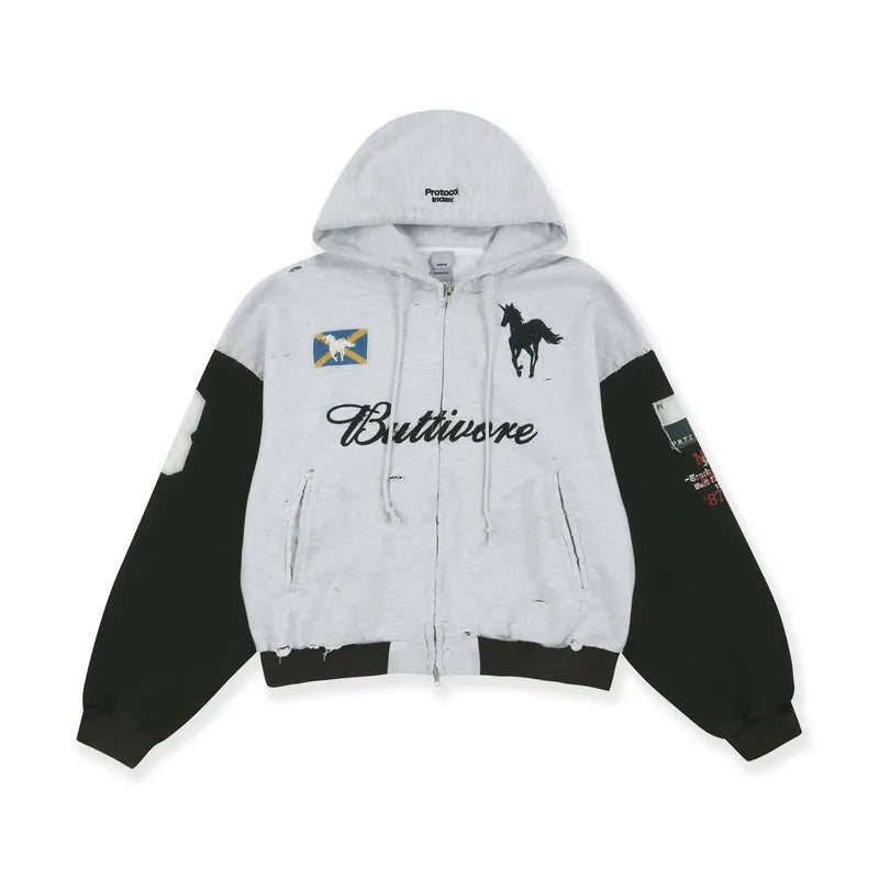 PROTOCOL INDEX BUTTIVORE ZIP HOODIE IN WHITE