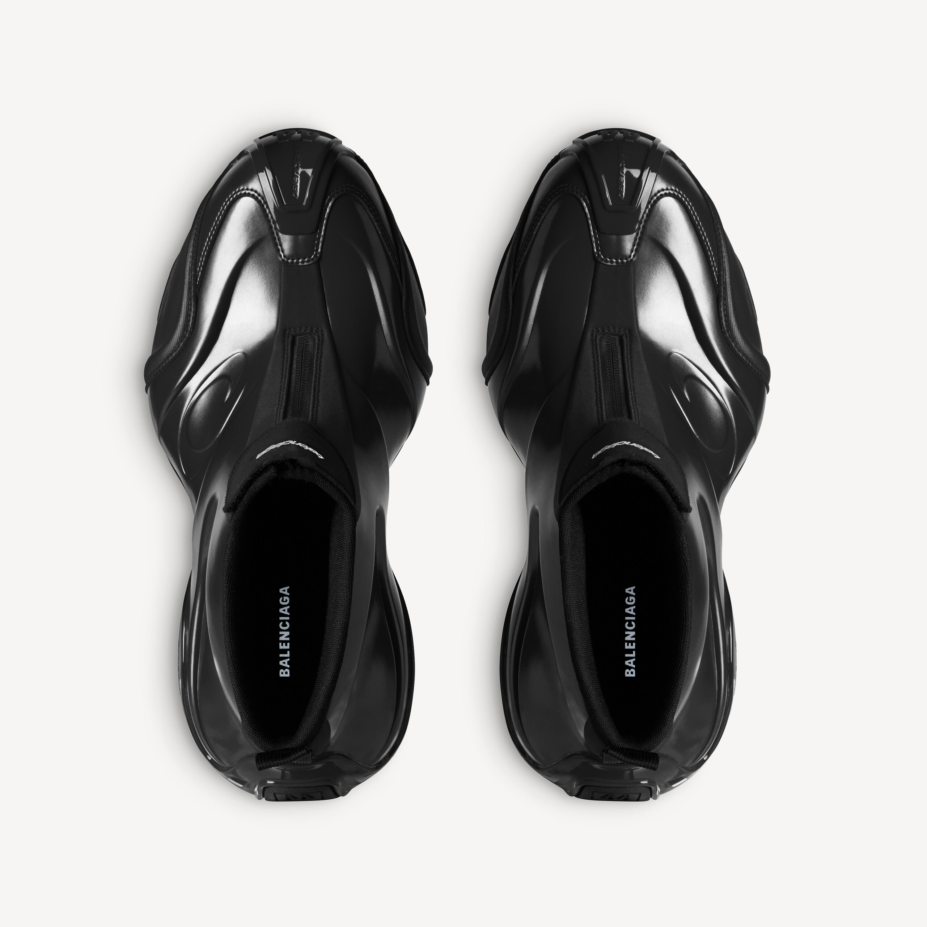 BALENCIAGA BASKETBALL SNEAKER IN BLACK AND SHINY POLYESTER & POLYURETHANE