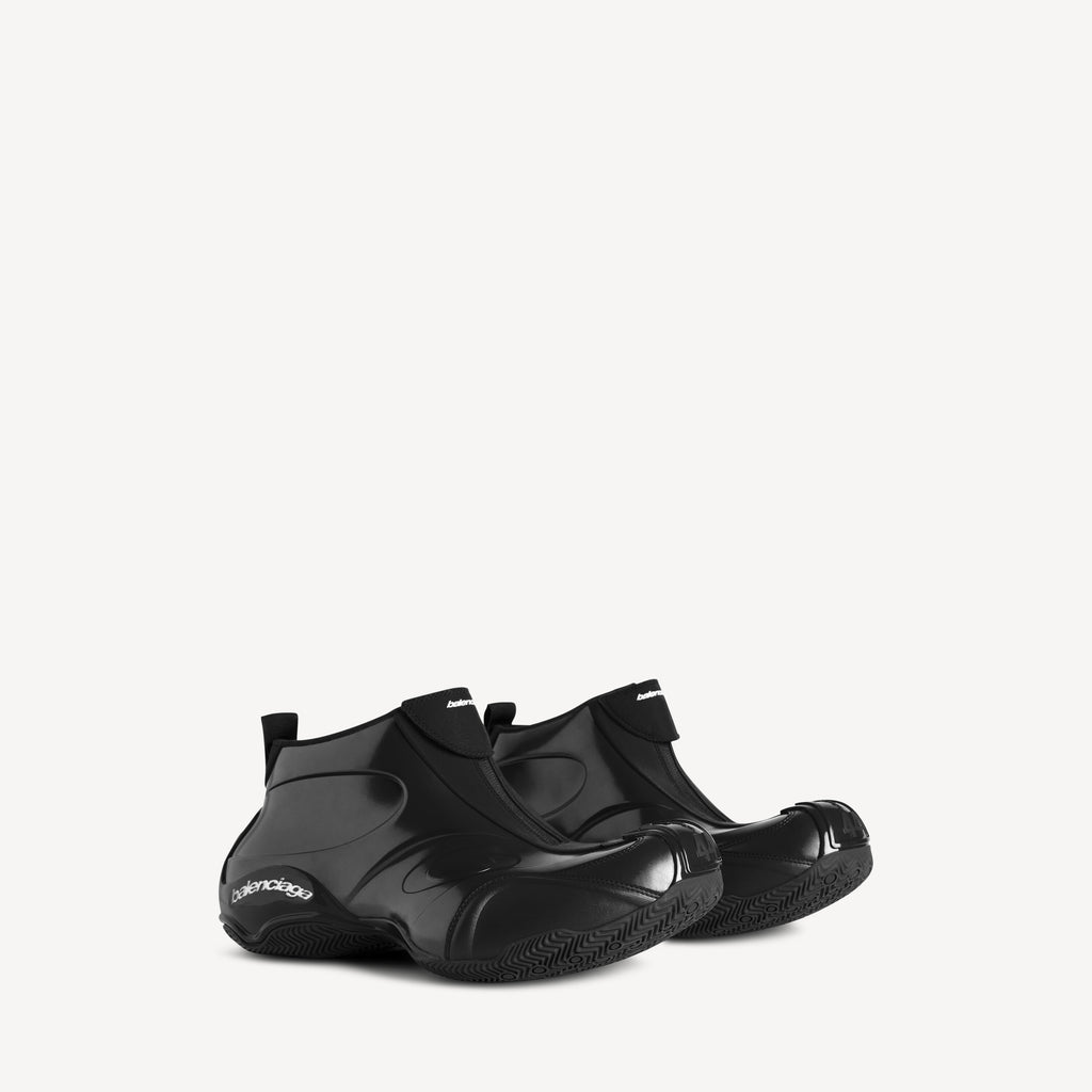 BALENCIAGA BASKETBALL SNEAKER IN BLACK AND SHINY POLYESTER & POLYURETHANE