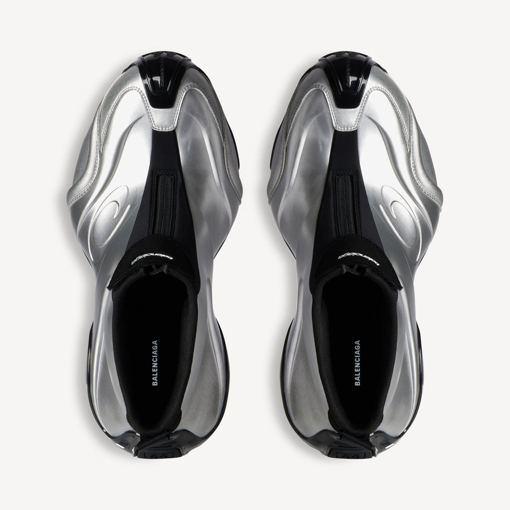 BALENCIAGA BASKETBALL SNEAKER IN SILVER AND BLACK POLYESTER & POLYURETHANE