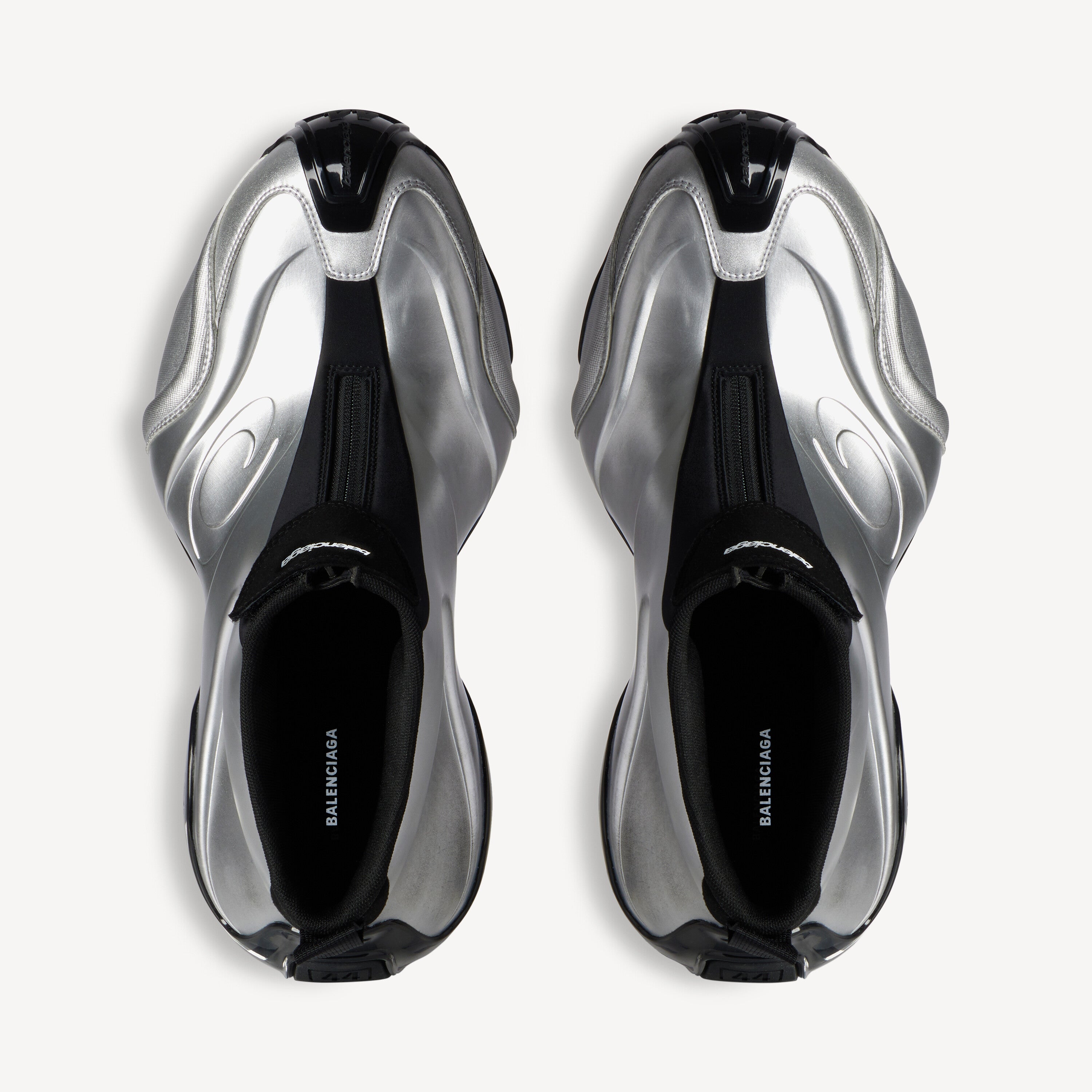 BALENCIAGA BASKETBALL SNEAKER IN SILVER AND BLACK POLYESTER & POLYURETHANE