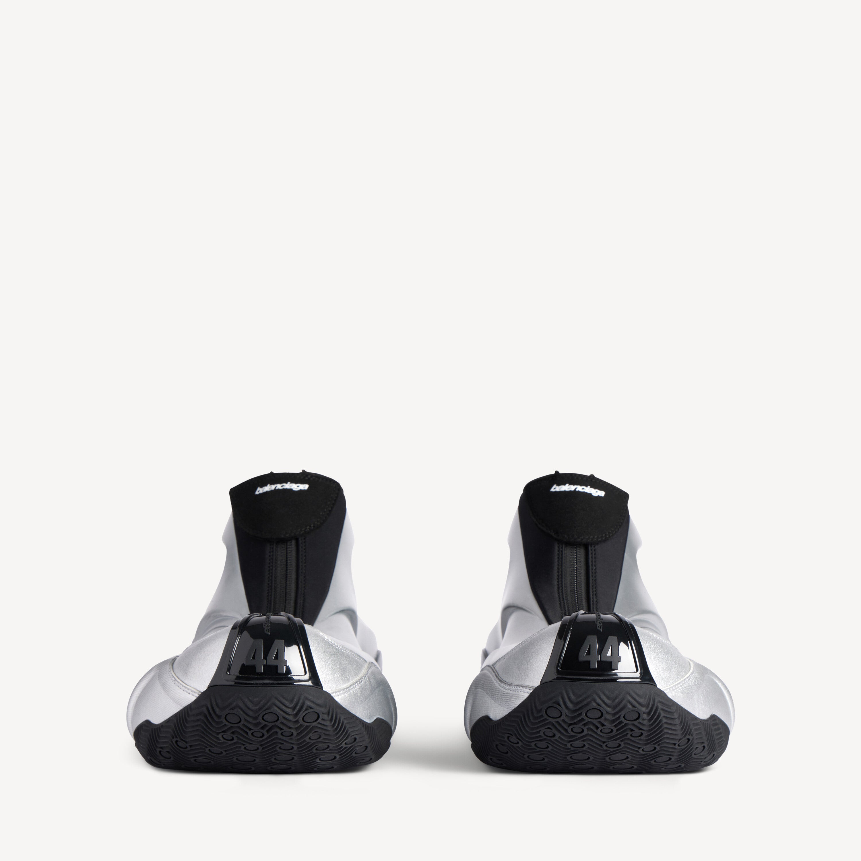 BALENCIAGA BASKETBALL SNEAKER IN SILVER AND BLACK POLYESTER & POLYURETHANE