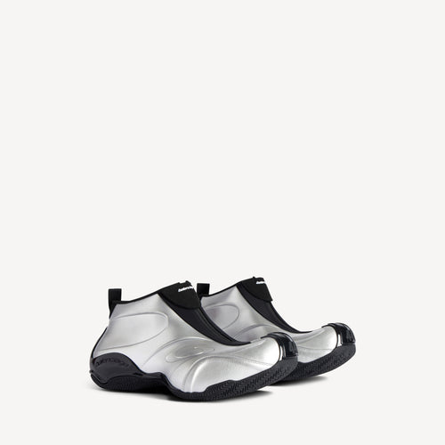 BALENCIAGA BASKETBALL SNEAKER IN SILVER AND BLACK POLYESTER & POLYURETHANE