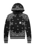 AMIRI BANDANA JACQUARD COTTON HOODIE IN BLACK