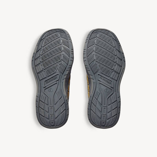 BALENCIAGA HAMPTONS WORN-OUT SNEAKER IN GREY/YELLOW