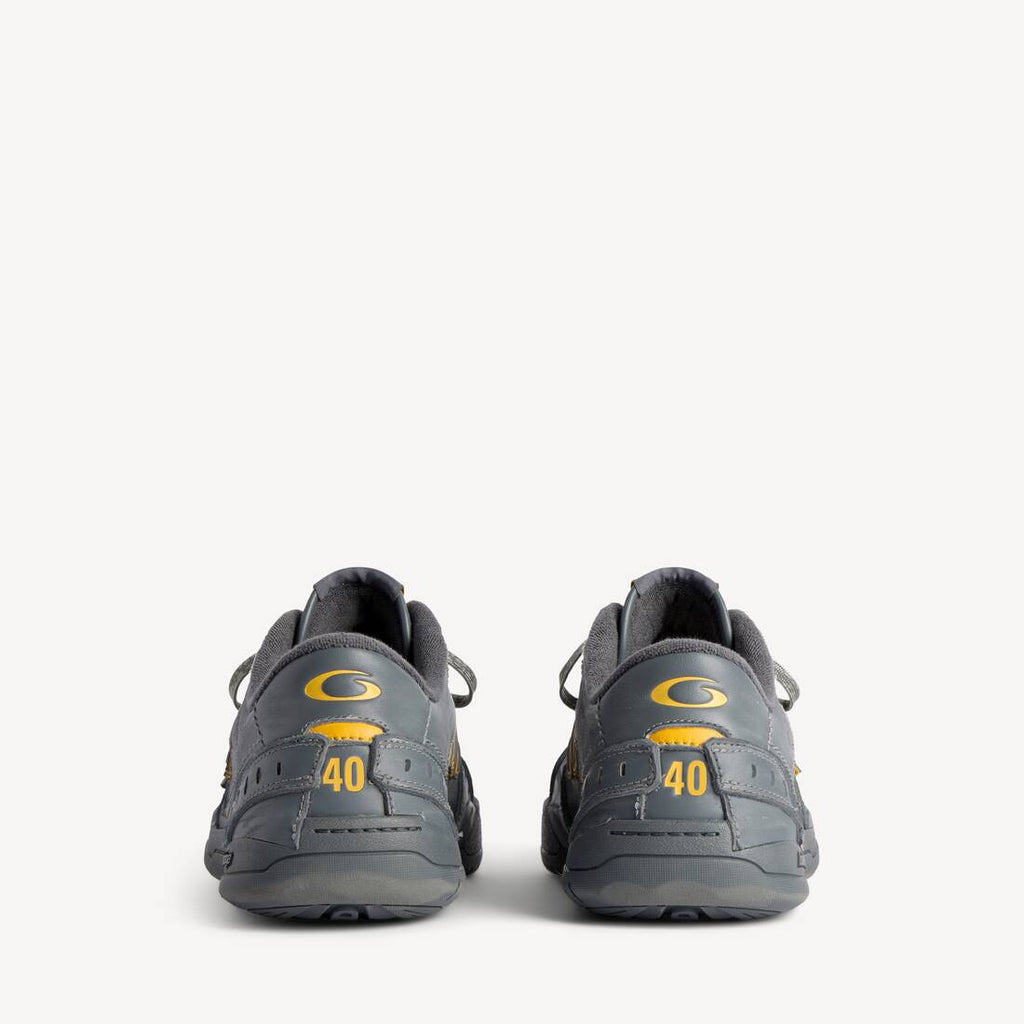 BALENCIAGA HAMPTONS WORN-OUT SNEAKER IN GREY/YELLOW