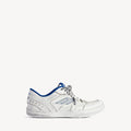 BALENCIAGA HAMPTONS WORN-OUT SNEAKER IN WHITE/DARK BLUE/GREY