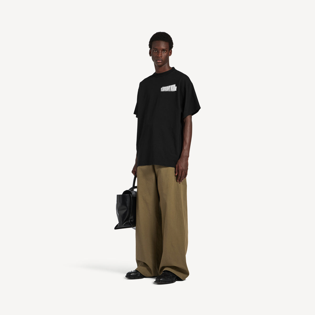 BALENCIAGA SILVER TAPE BALENCIAGA BACK OVERSIZED T-SHIRT IN BLACK