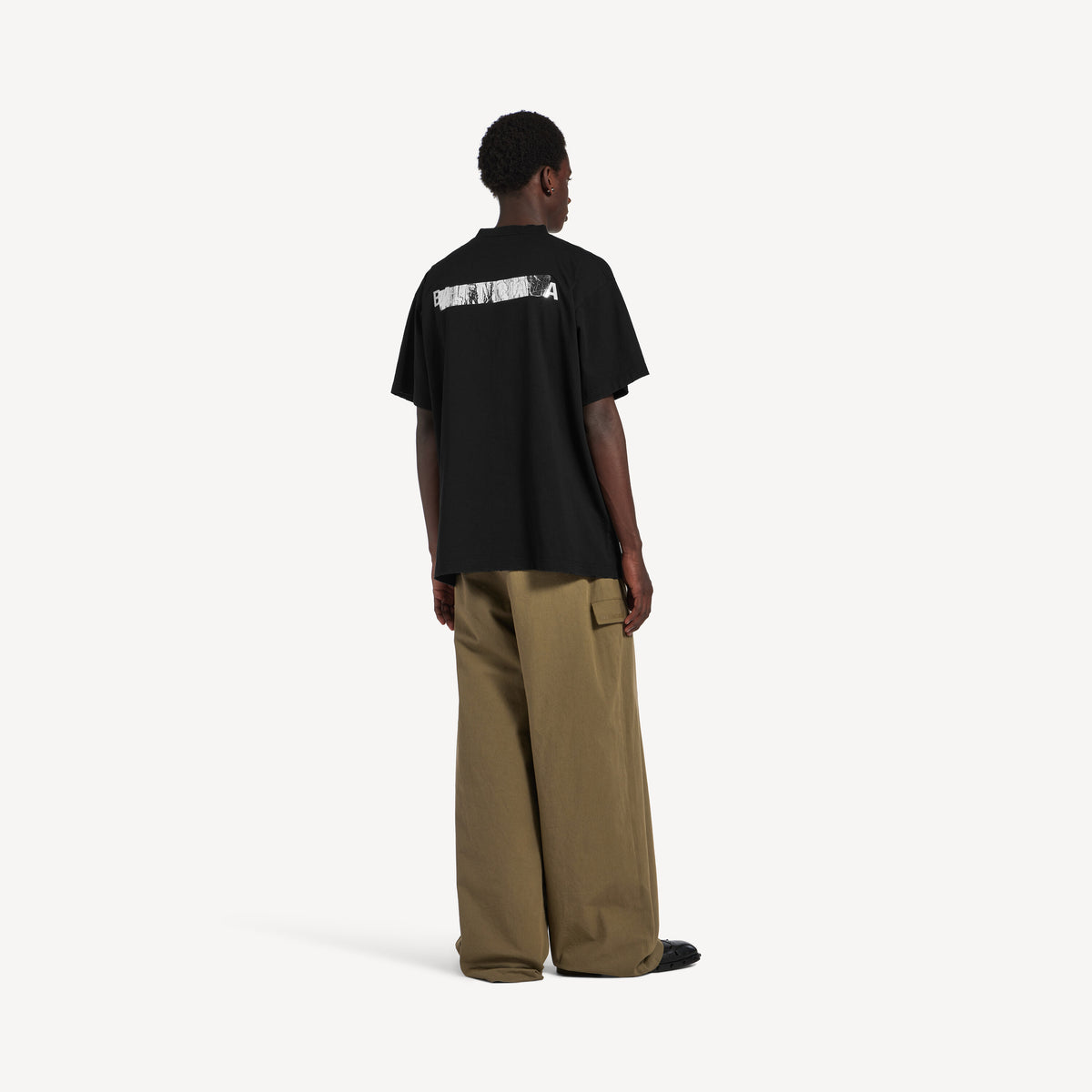 BALENCIAGA SILVER TAPE BALENCIAGA BACK OVERSIZED T-SHIRT IN BLACK
