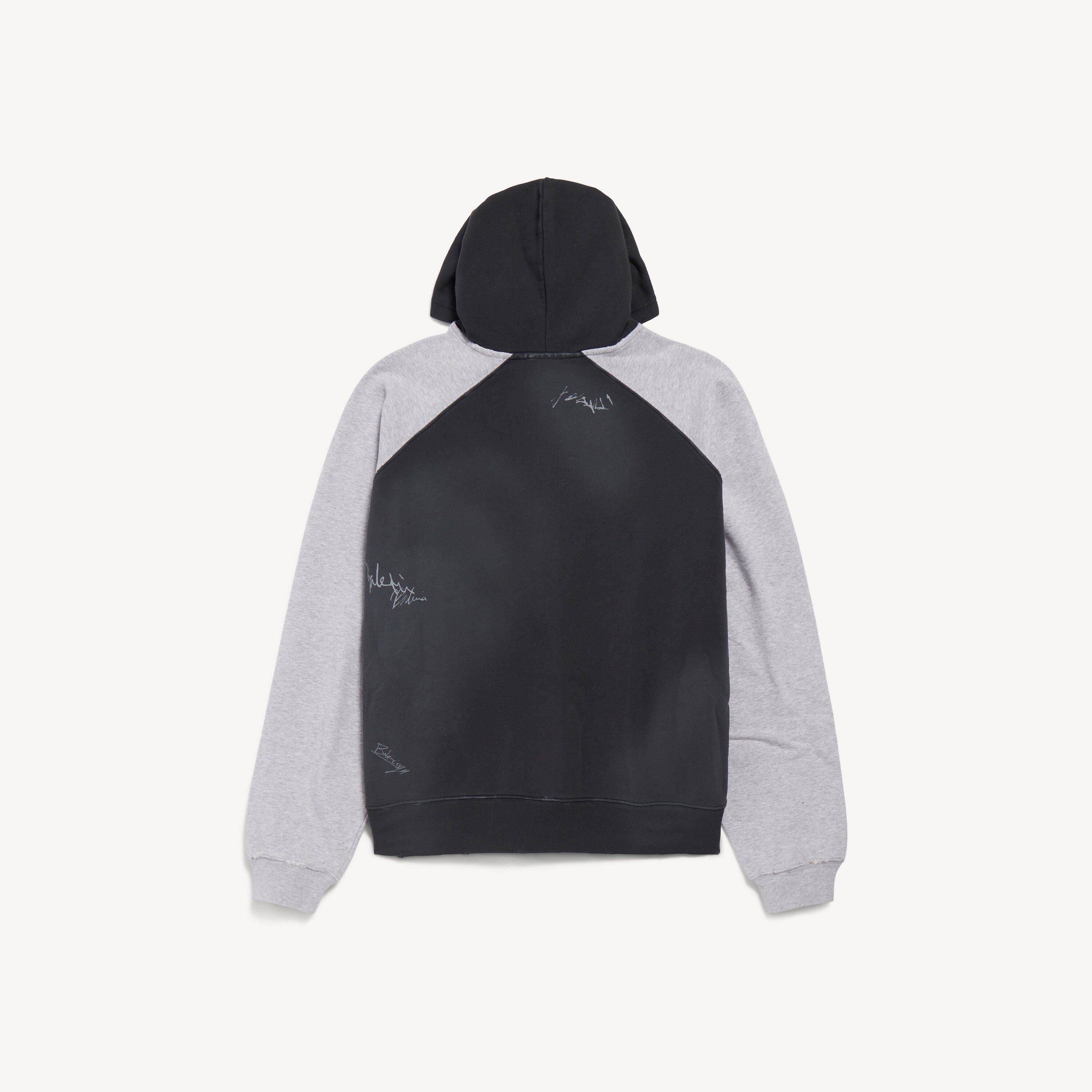 BALENCIAGA BANANA RAGLAN OVERSIZED ZIP-UP HOODIE IN FADED BLACK
