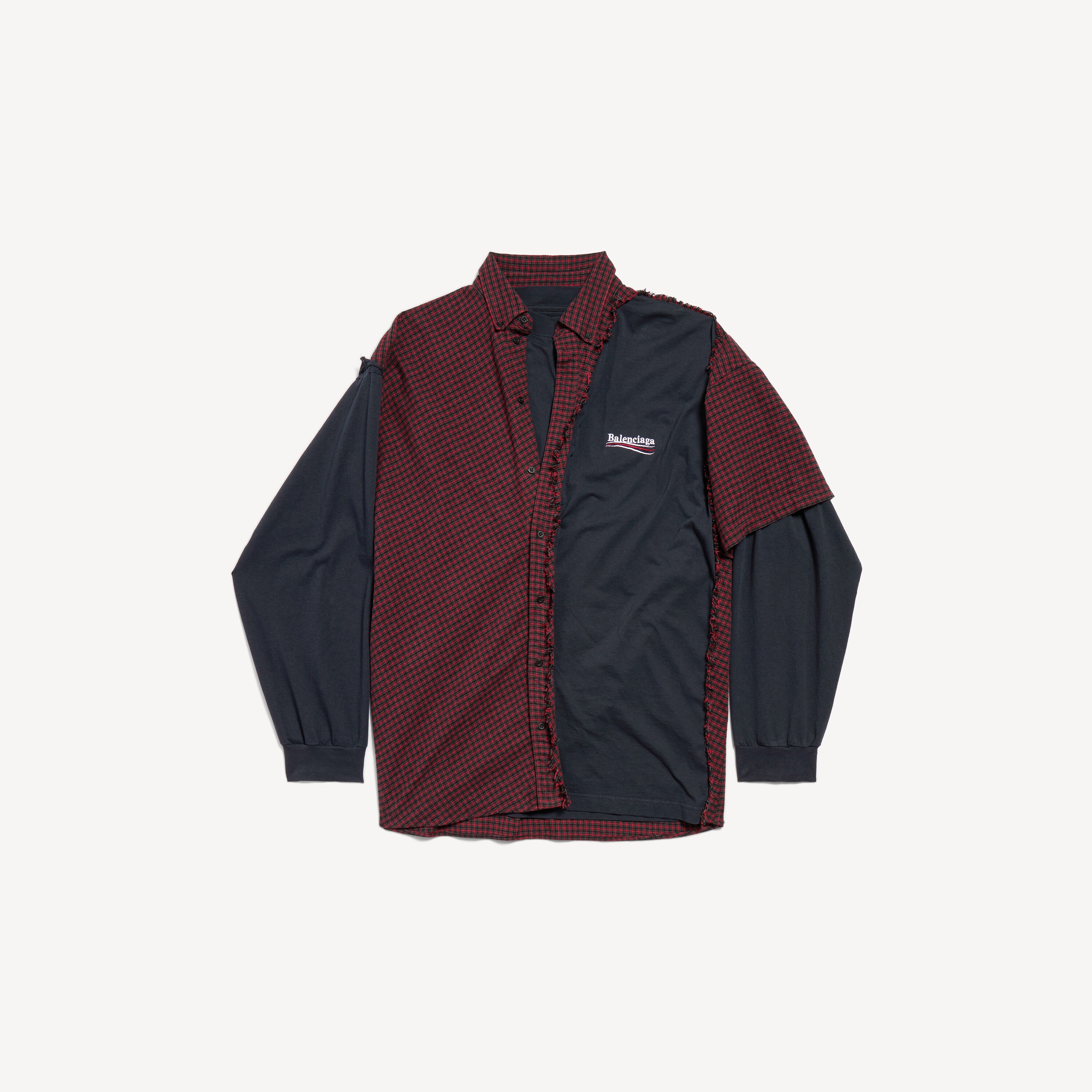 BALENCIAGA PATCHED SHIRT IN RED/BLACK