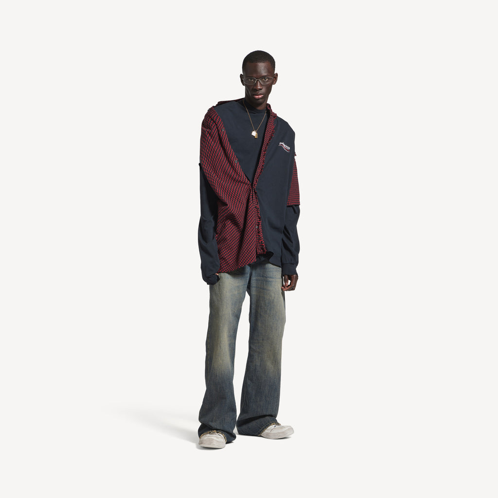 BALENCIAGA PATCHED SHIRT IN RED/BLACK