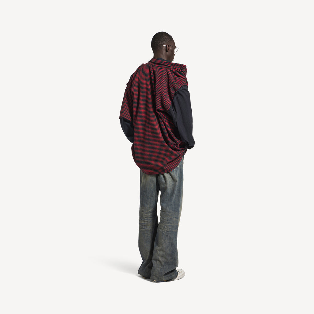 BALENCIAGA PATCHED SHIRT IN RED/BLACK