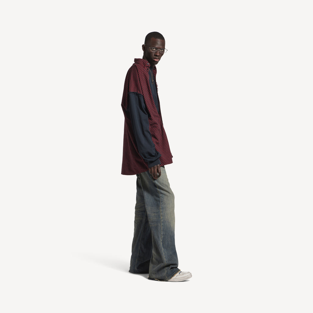 BALENCIAGA PATCHED SHIRT IN RED/BLACK