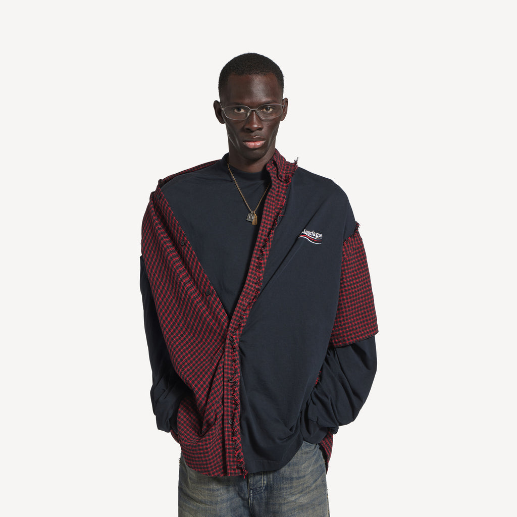 BALENCIAGA PATCHED SHIRT IN RED/BLACK