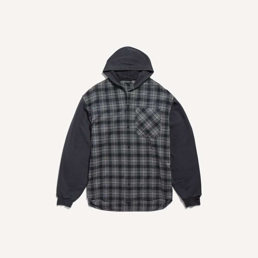 BALENCIAGA HOODED HYBRID SHIRT IN GREY