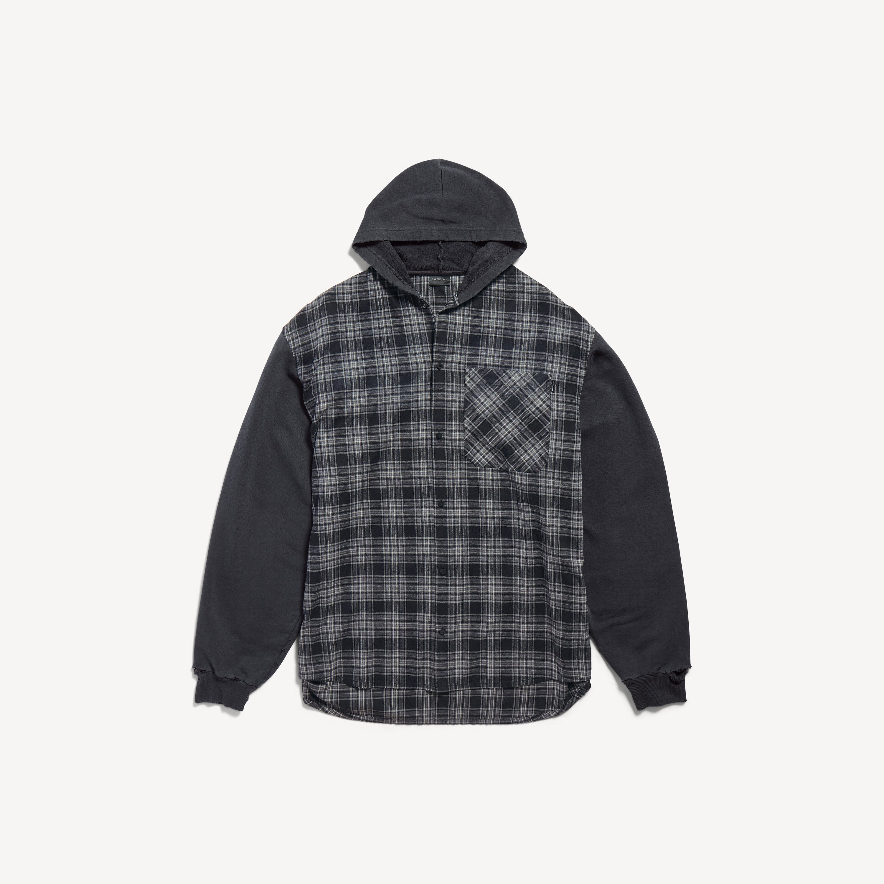 BALENCIAGA HOODED HYBRID SHIRT IN GREY