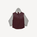 BALENCIAGA HOODED HYBRID SHIRT IN RED/GREY