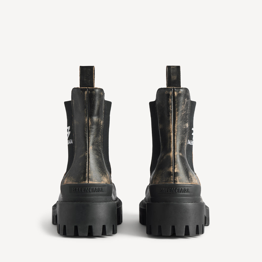 BALENCIAGA STRIKE CHELSEA BOOT IN BLACK/BEIGE