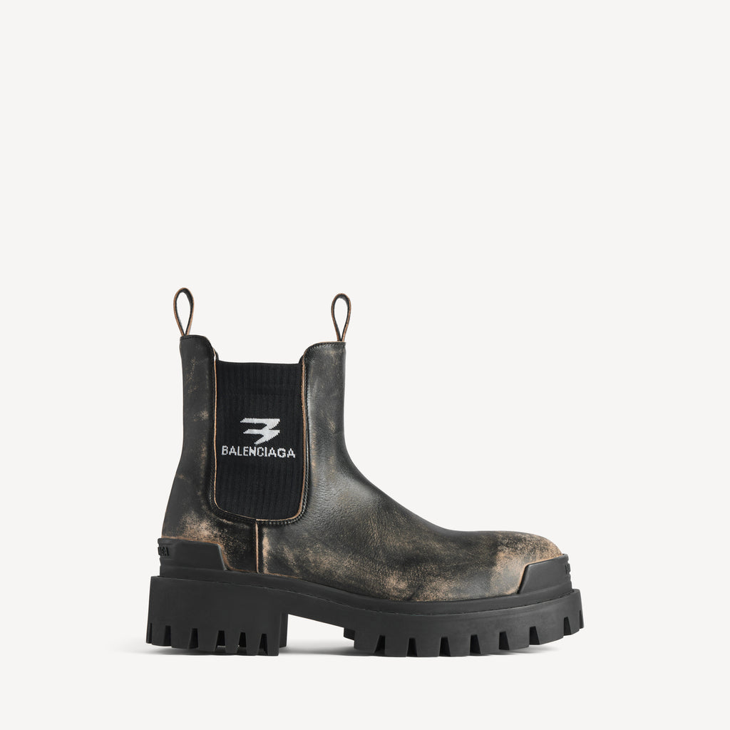 BALENCIAGA STRIKE CHELSEA BOOT IN BLACK/BEIGE