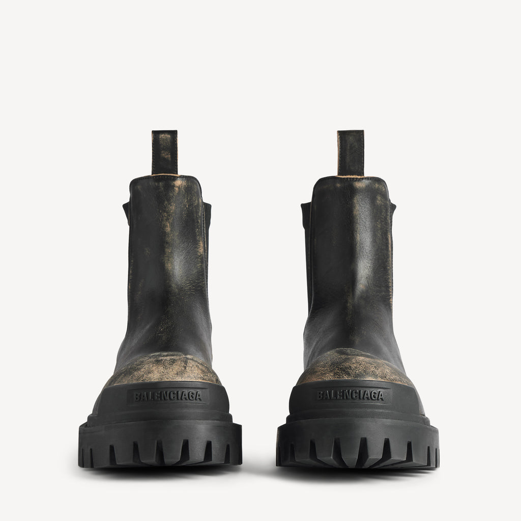 BALENCIAGA STRIKE CHELSEA BOOT IN BLACK/BEIGE