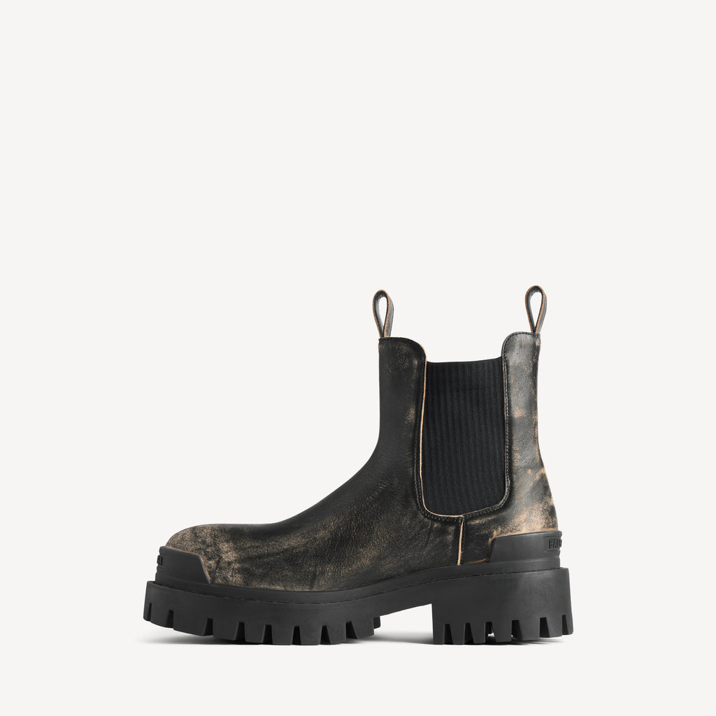 BALENCIAGA STRIKE CHELSEA BOOT IN BLACK/BEIGE