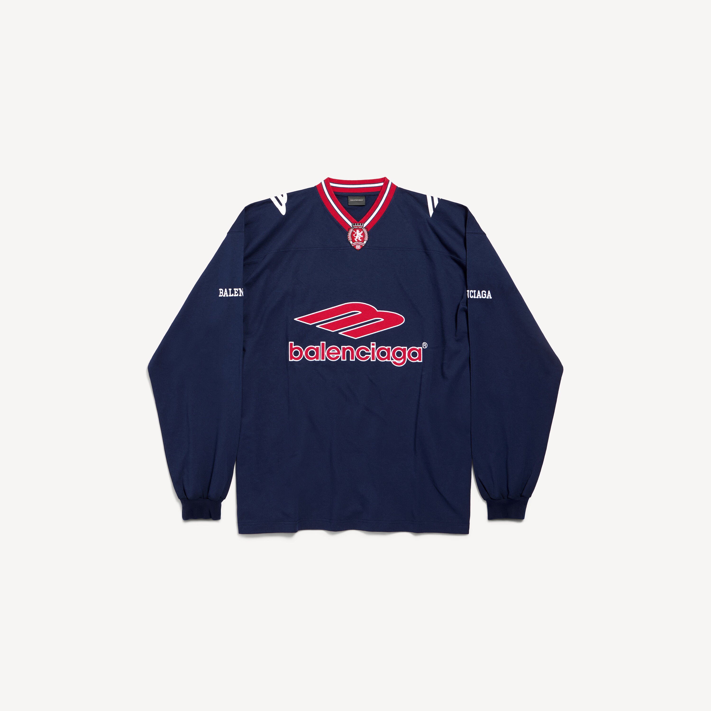 BALENCIAGA 3B FOOTBALL LONG SLEEVE V-NECK T-SHIRT