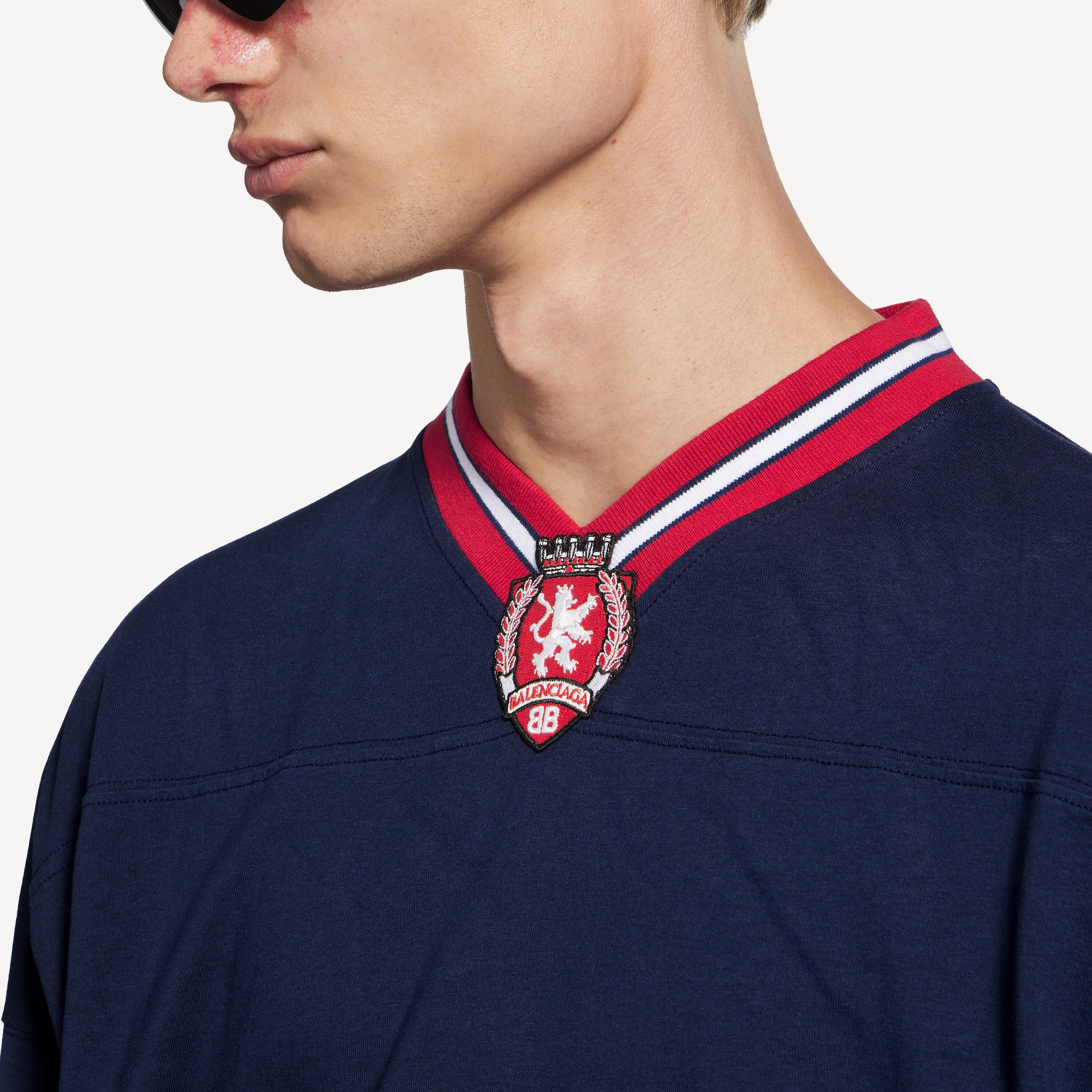 BALENCIAGA 3B FOOTBALL LONG SLEEVE V-NECK T-SHIRT