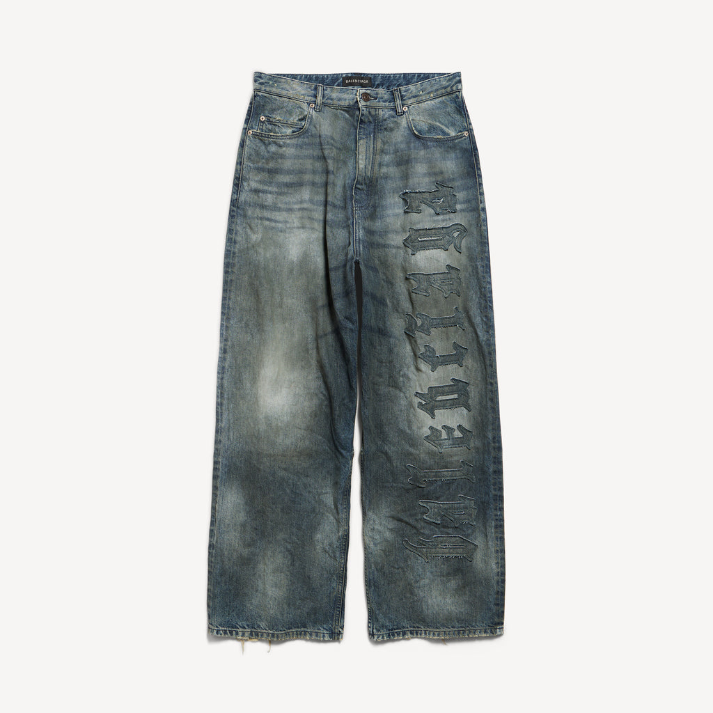 BALENCIAGA MINIMAL BAGGY PANTS IN DIRTY GREY/LIGHT BLUE