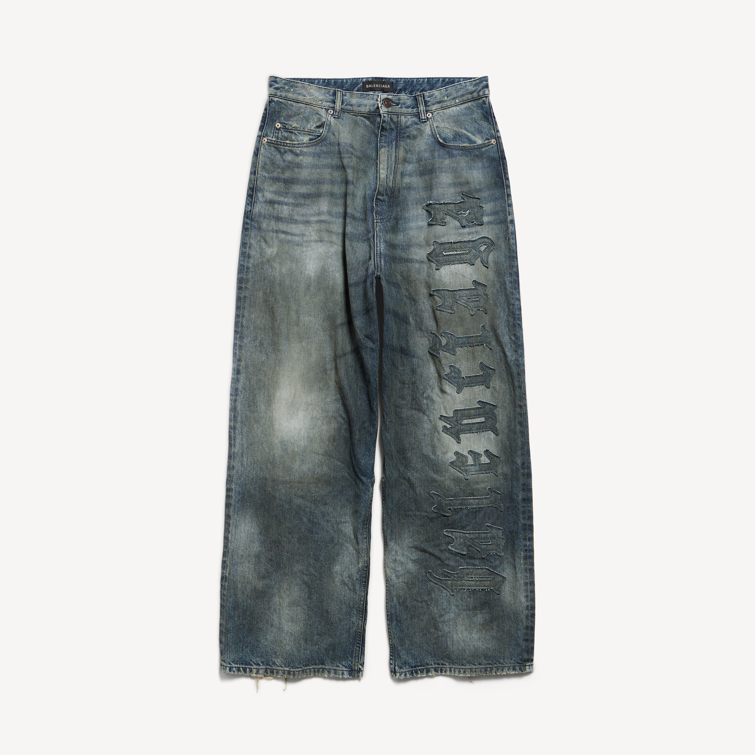 BALENCIAGA MINIMAL BAGGY PANTS IN DIRTY GREY/LIGHT BLUE