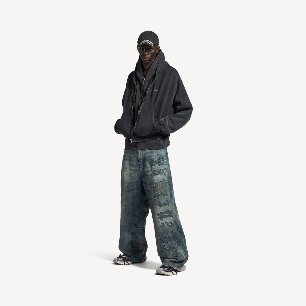 BALENCIAGA MINIMAL BAGGY PANTS IN DIRTY GREY/LIGHT BLUE