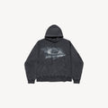 BALENCIAGA WASHED CRAYON LOOP OVERSIZED HOODIE IN WASHED BLACK/WHITE