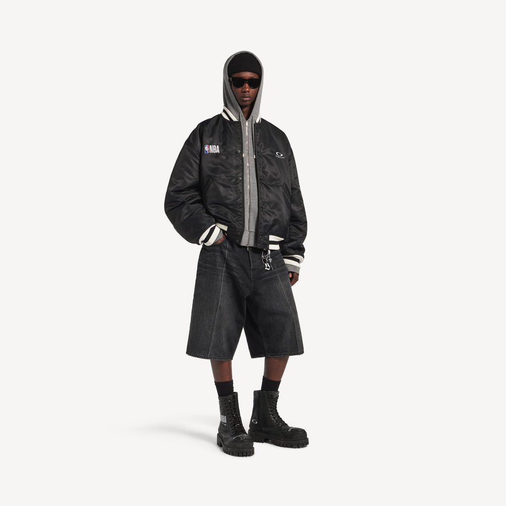 BALENCIAGA NBA COLLABORATION COACH JACKET IN BLACK