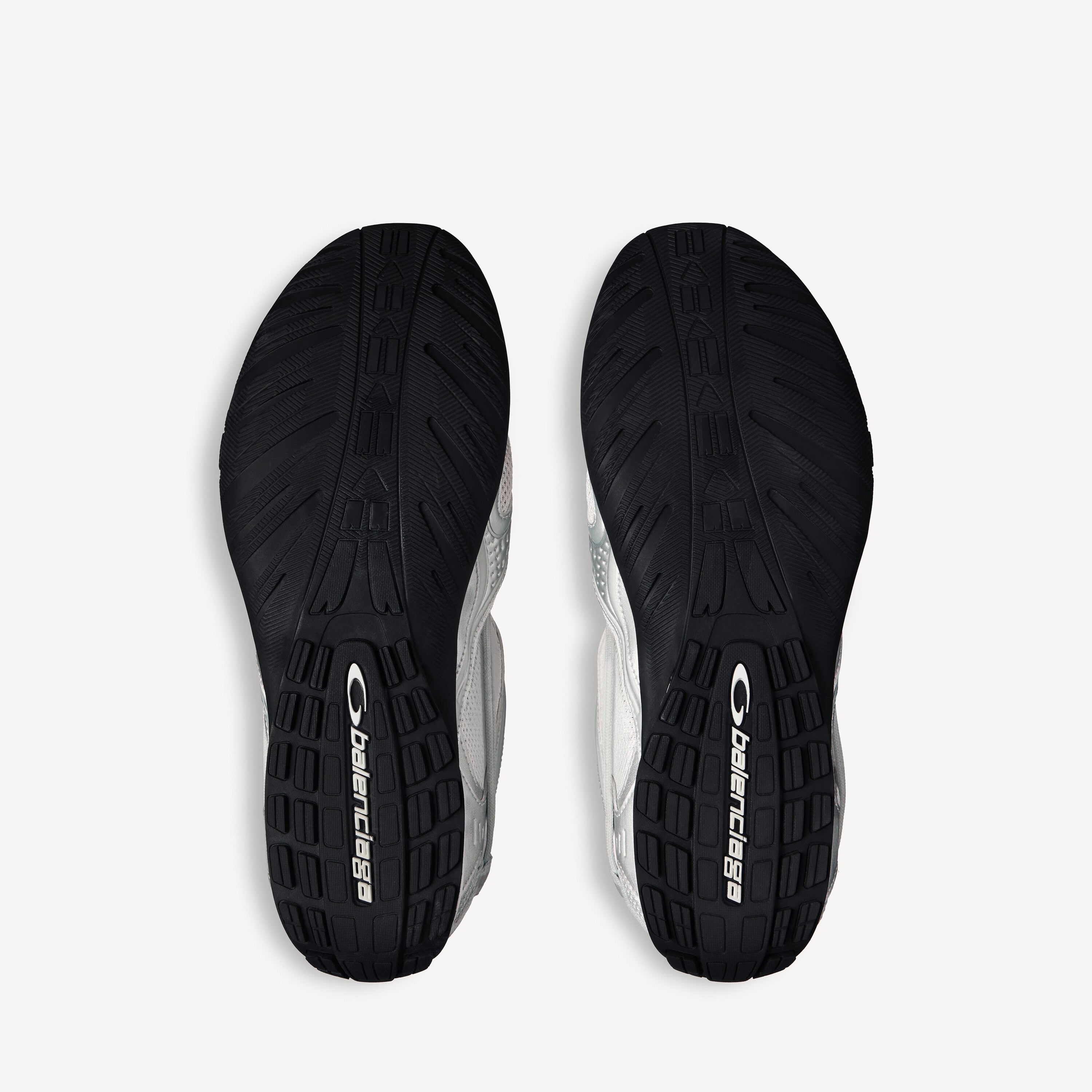 BALENCIAGA RADAR GRADIENT LINES SNEAKER IN WHITE/GREY/SILVER/BLACK/BLUE