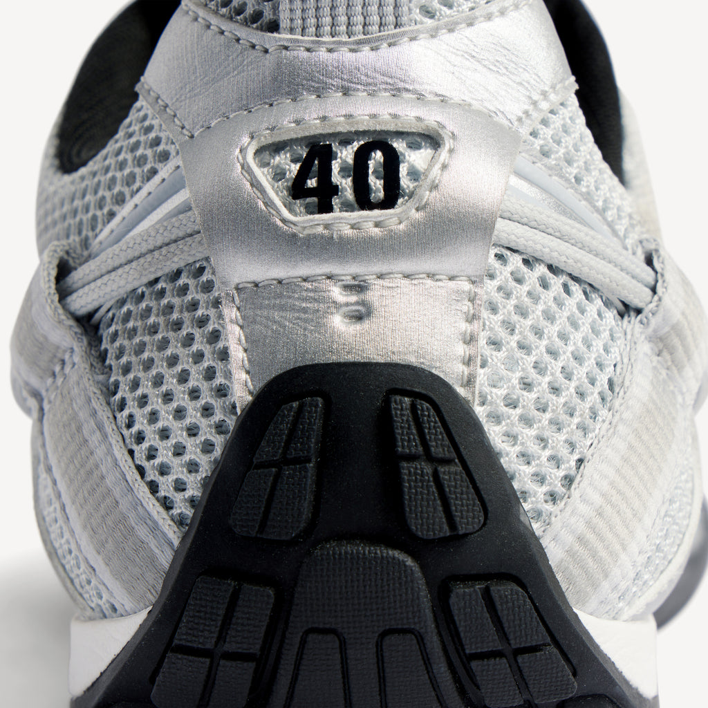 BALENCIAGA RADAR GRADIENT LINES SNEAKER IN WHITE/GREY/SILVER/BLACK/BLUE