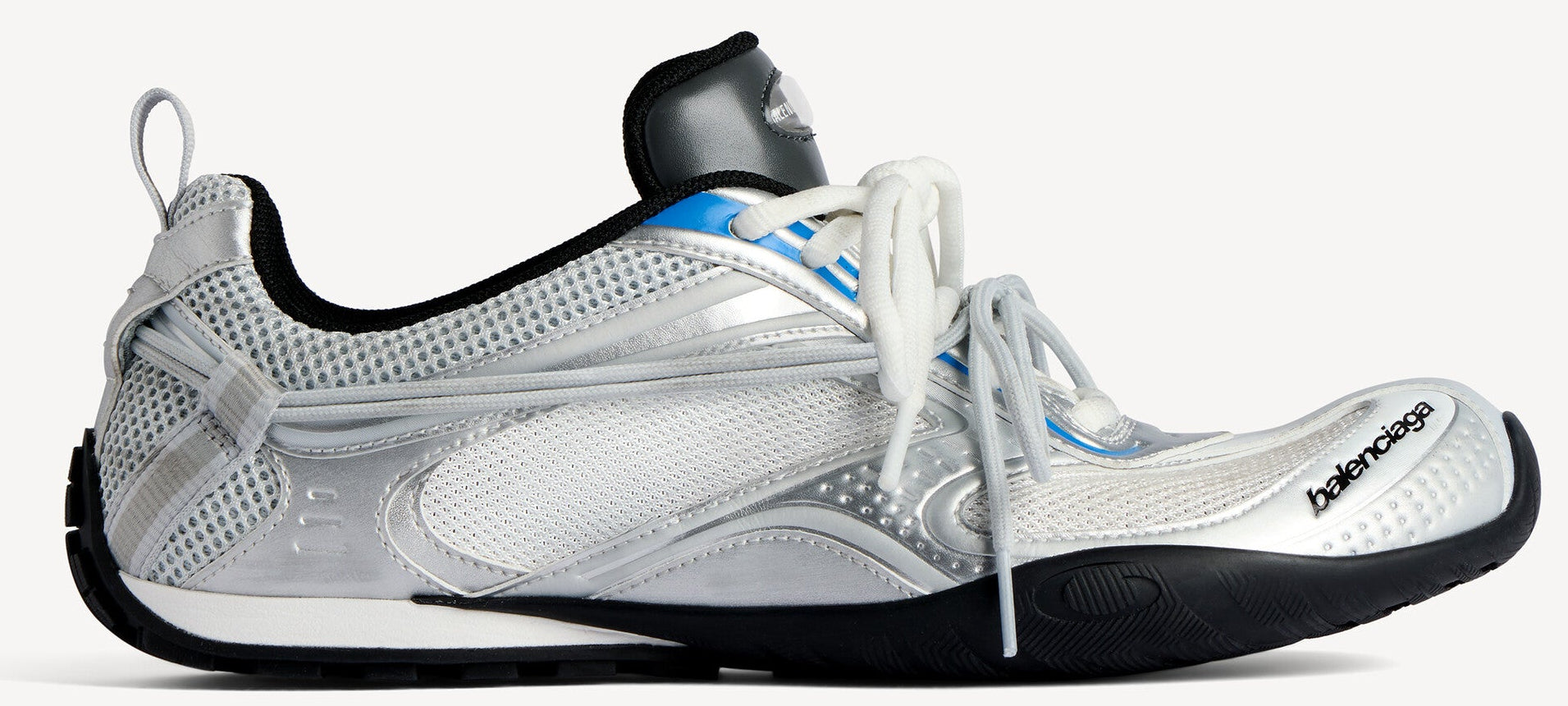 BALENCIAGA RADAR GRADIENT LINES SNEAKER IN WHITE/GREY/SILVER/BLACK/BLUE