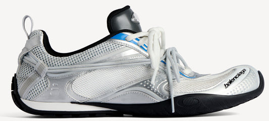 BALENCIAGA RADAR GRADIENT LINES SNEAKER IN WHITE/GREY/SILVER/BLACK/BLUE