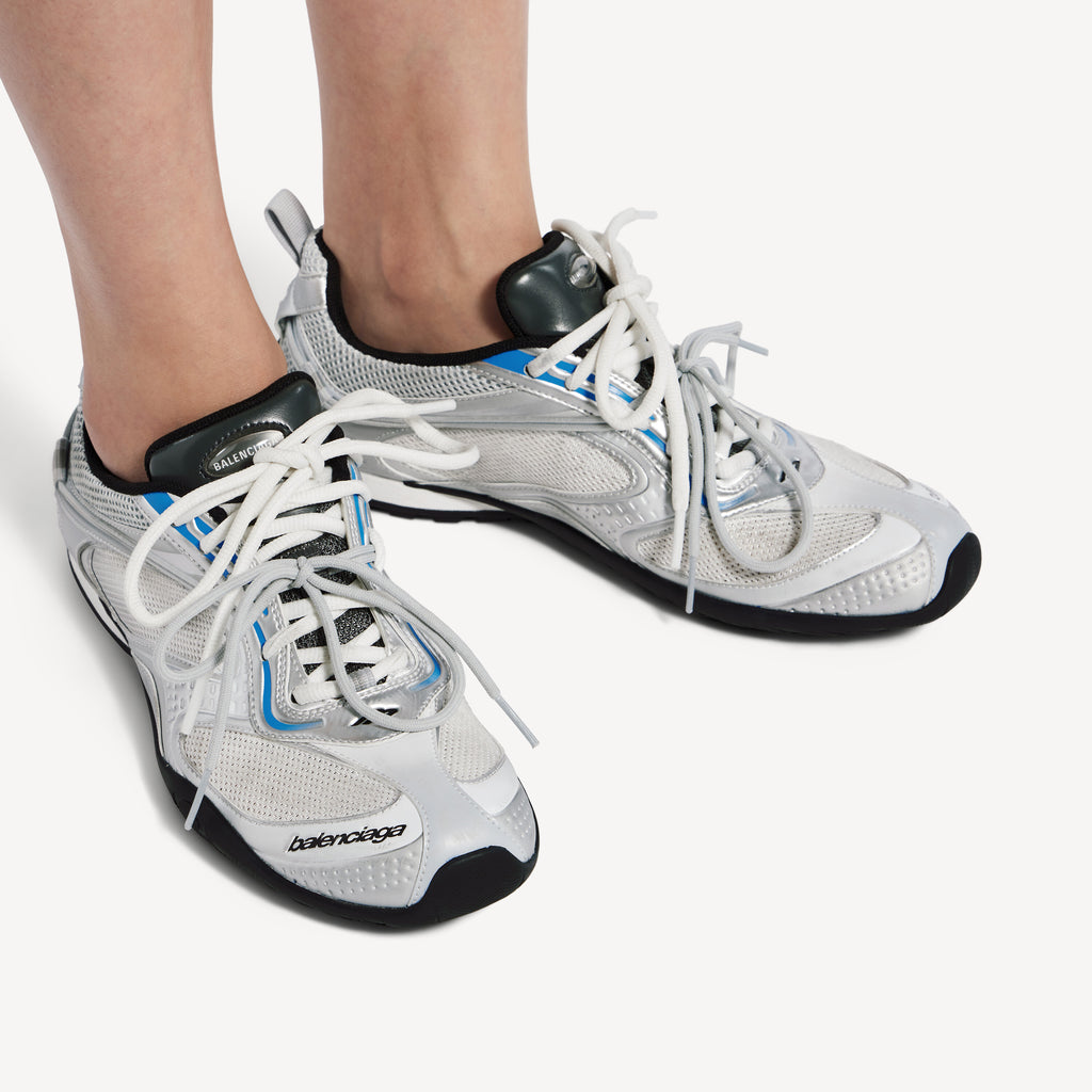 BALENCIAGA RADAR GRADIENT LINES SNEAKER IN WHITE/GREY/SILVER/BLACK/BLUE