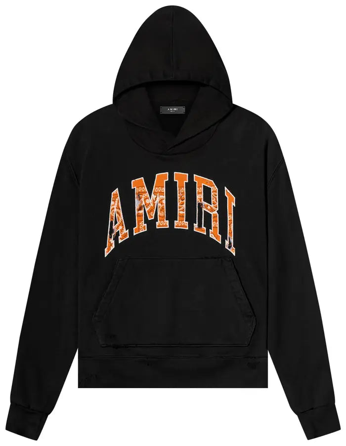 AMIRI BANDANA APPLIQUE HOODIE IN 'BLACK/ORANGE'