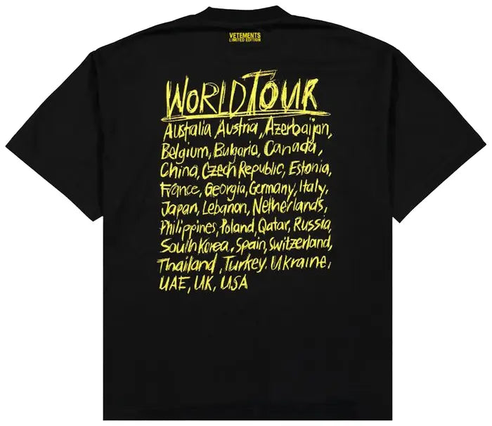 VETEMENTS WORLD TOUR T-SHIRT ’BLACK/GOLD’