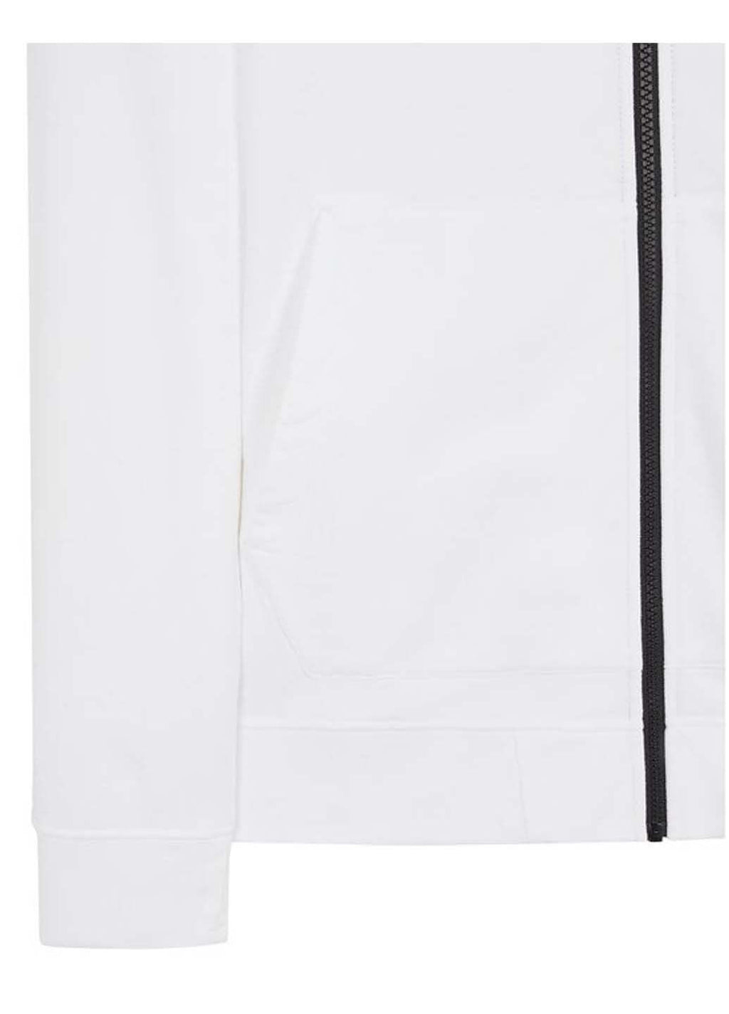 STONE ISLAND ZIP-UP HOODIE IN WHITE